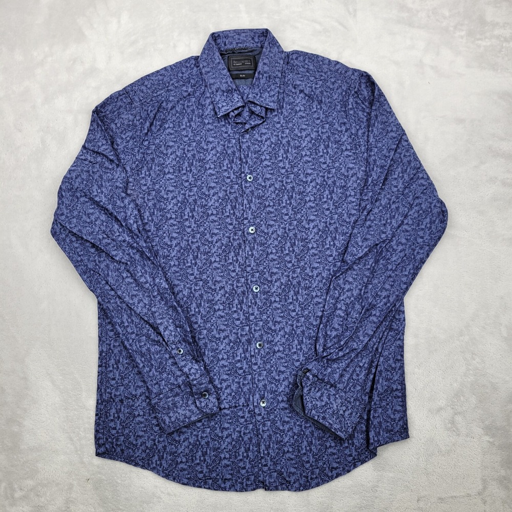 Blackberrys Shirt Mens Medium Button Up Dress Oxford Classic Geo Blue Adult Med